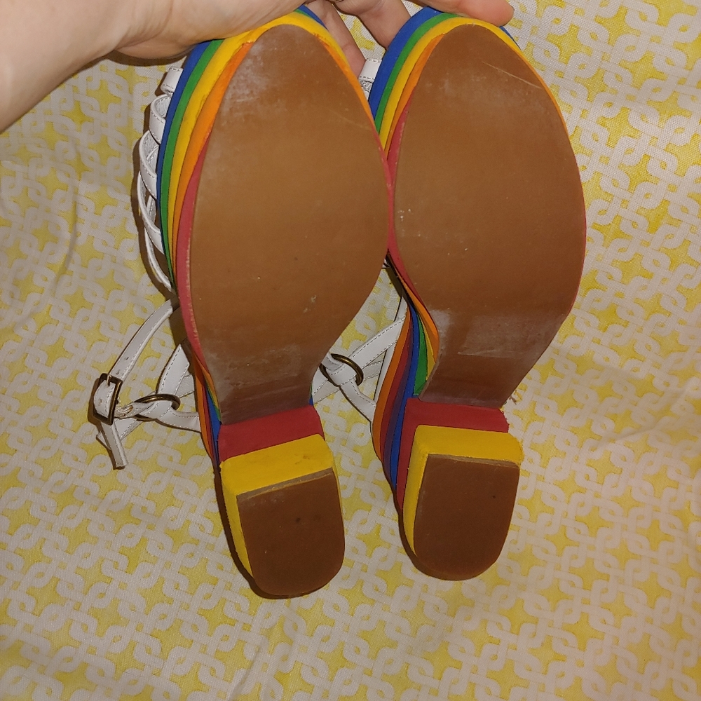 Jeffrey Campbell White Strappy Rainbow Platform Sandals - Picture 14 of 16